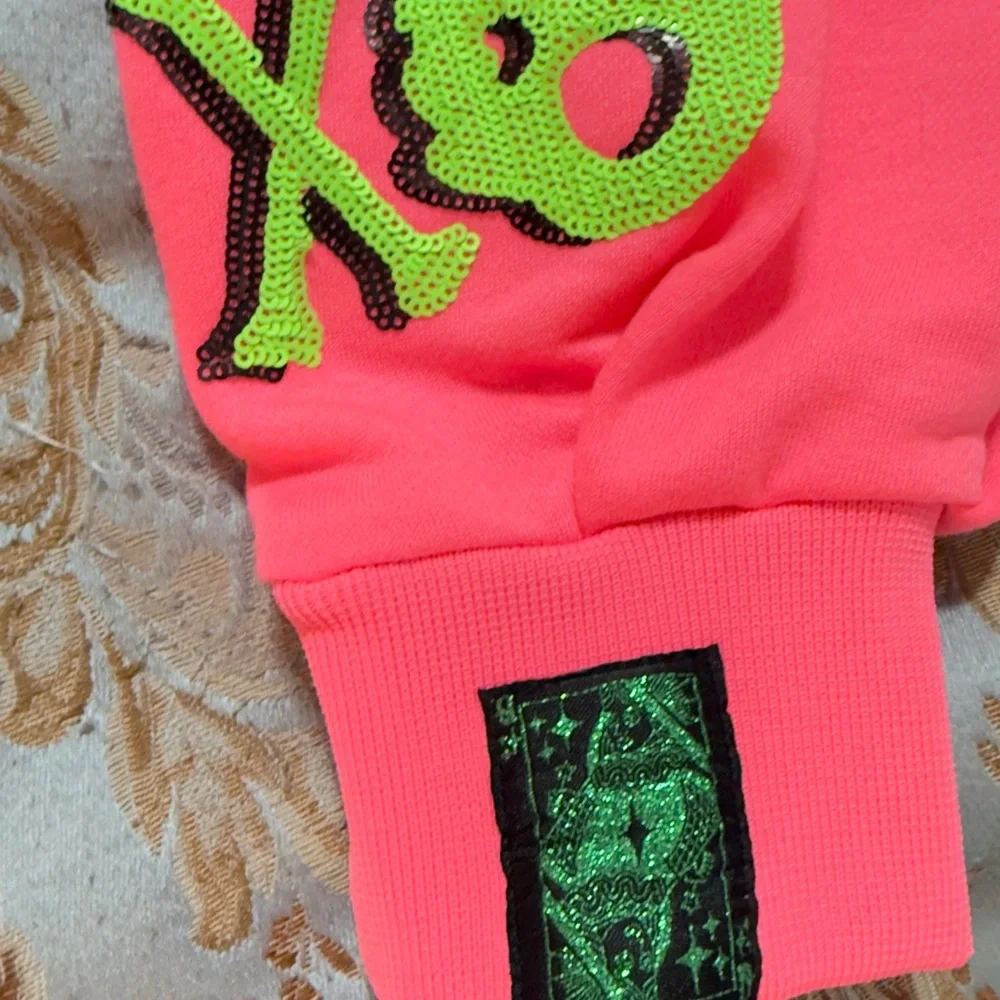 Queen of Sparkle NWT Colorful Skull Sequin Sweatshirt - Picture 14 of 16